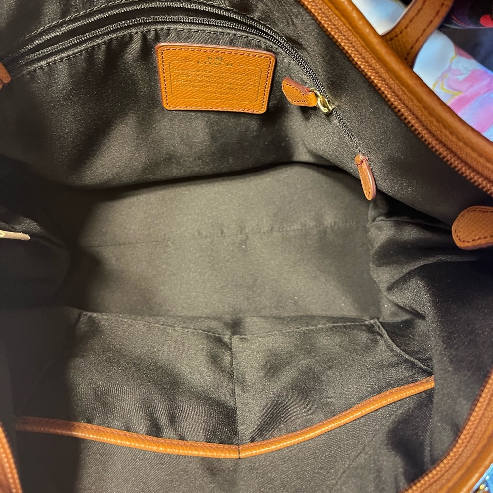 EUC- Coach Black and Tan Nylon Tote with Leather Accents - Picture 3 of 10